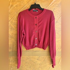 Salvatore Ferragamo Vintage Red Coral Wool Cardigan Size Medium (fits small)
